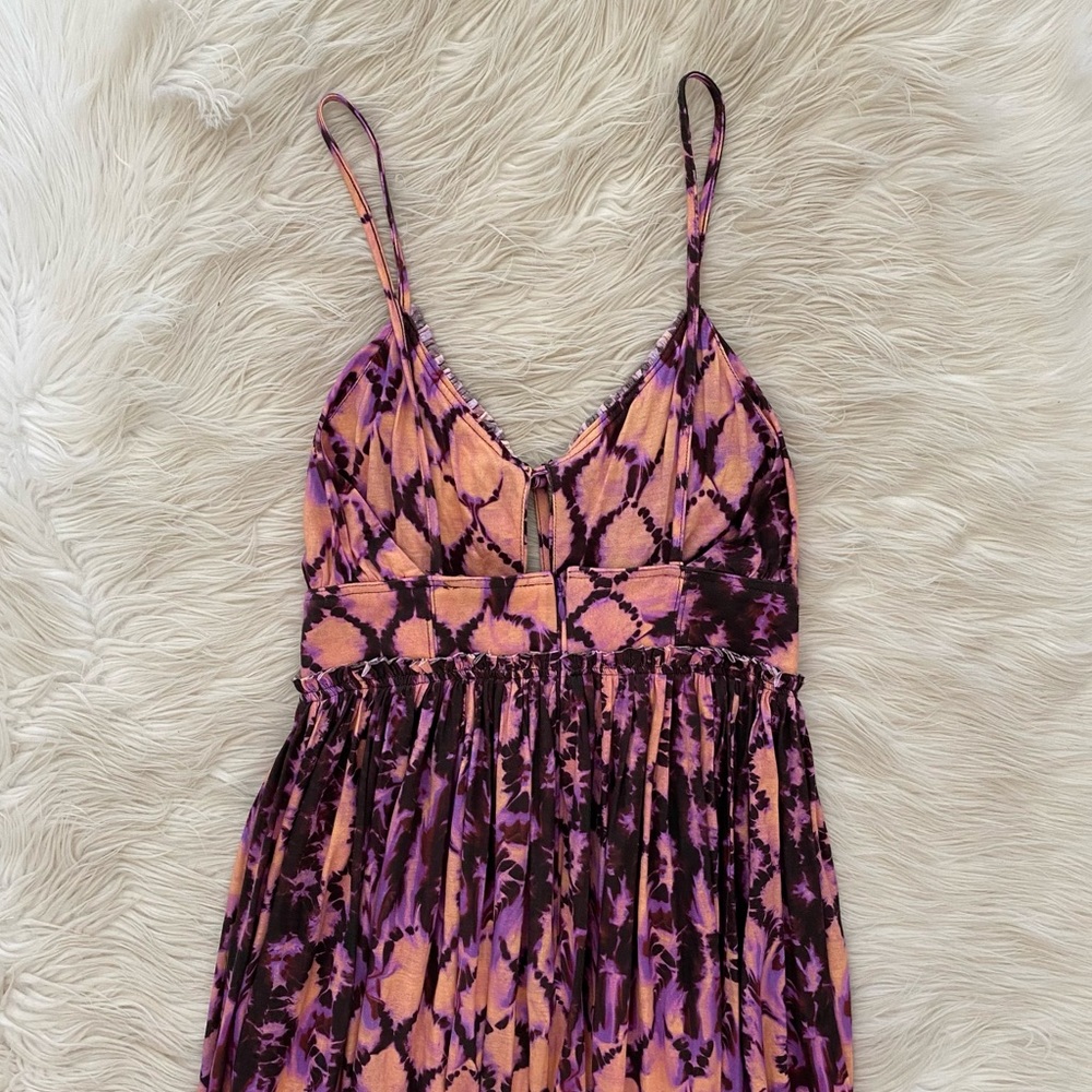 Ulla Johnson Pink and Purple Tie-Dye Midi Dress - Picture 10 of 14